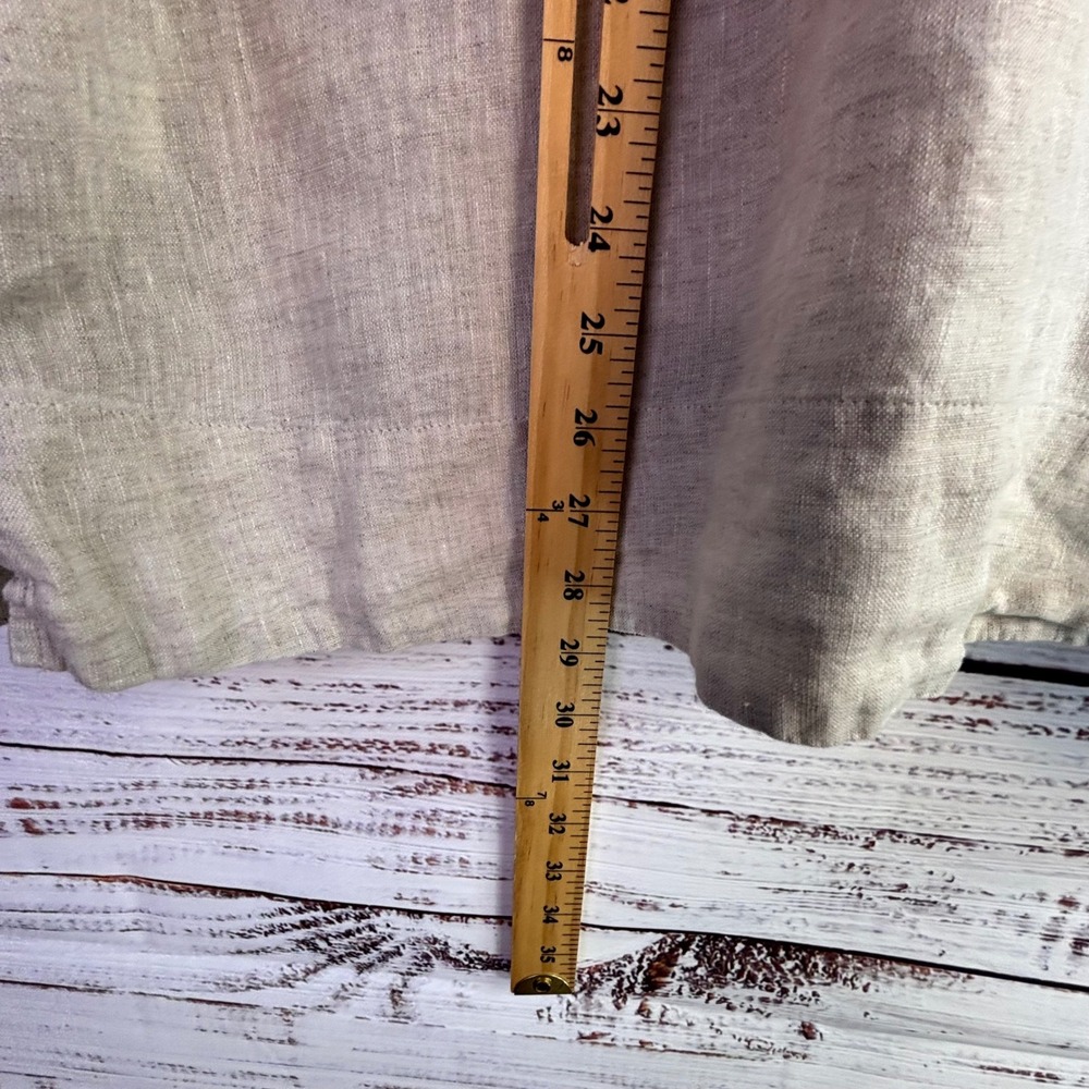 100% Linen Tunic Lands' End M Oatmeal Beige Top Boxy Pockets Lagenlook Boho Mori - Picture 5 of 11